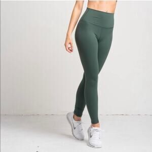 FLEXXFIT High Rise Olive Green Leggings Activewear Yoga Gym Running Size XS